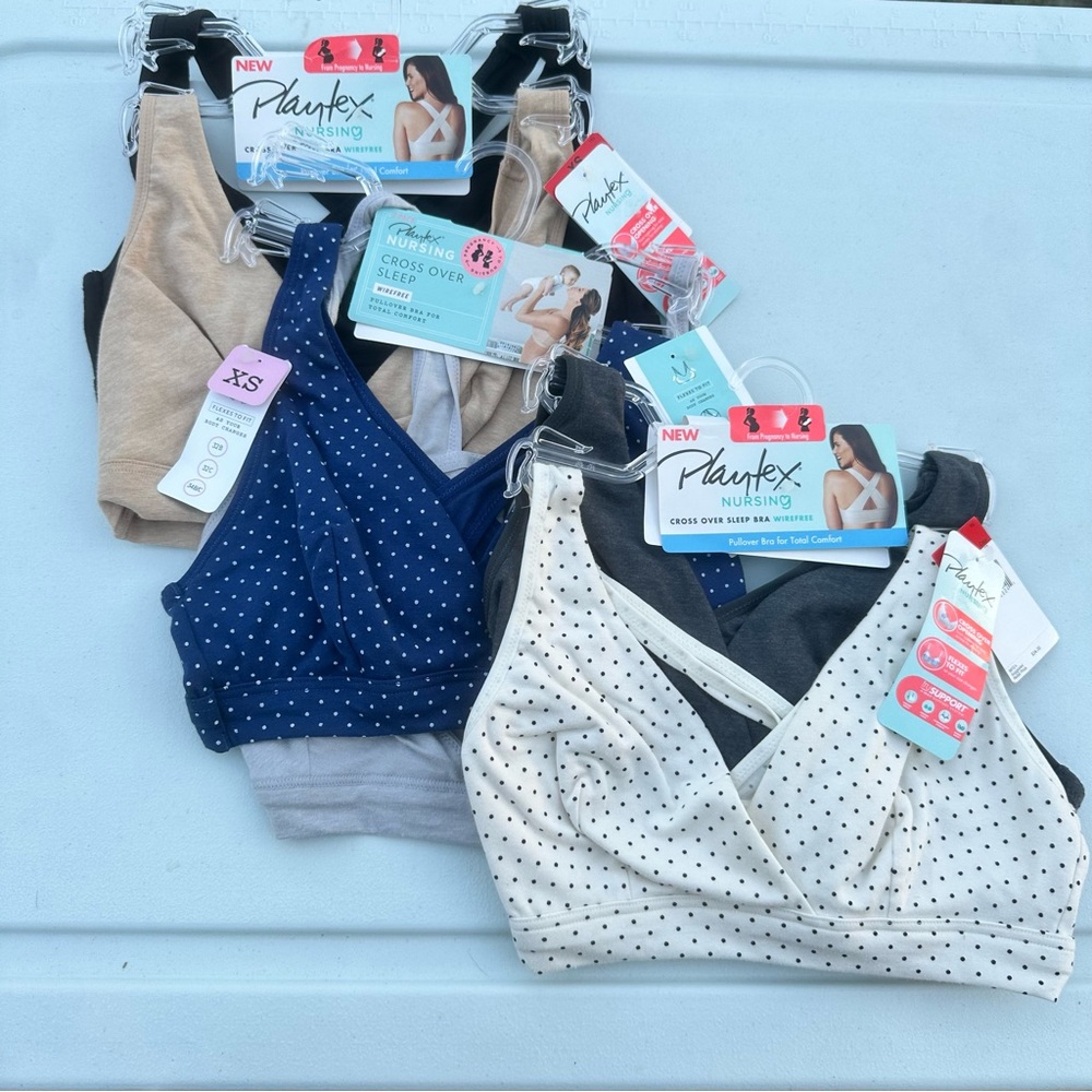 Playtex Maternity & Nursing Cross Over Sleep Wirefree Bra US4960 NEW XS Lot of 6